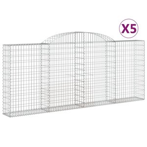 vidaXL Paniers à gabions arqués 5 Pièces 300x30x120/140 cm fer galvanisé