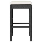 vidaXL Tabourets de bar jardin coussins lot de 2 noir résine tressée