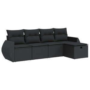 vidaXL Salon de jardin 5 Pièces avec coussins noir résine tressée