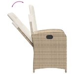vidaXL Chaises inclinables de jardin lot de 2 et coussins beige rotin
