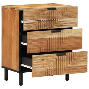 Commode de chevet vidaXL 50x33x62 cm en bois massif d'acacia