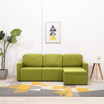 vidaXL Canapé-lit modulaire 3 places Vert Tissu