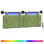vidaXL Tête de lit suspendue Avec lumière LED Vert clair Velours