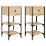 vidaXL Tables de chevet 2 Pièces chêne sonoma 34x36x70 cm bois ingénierie