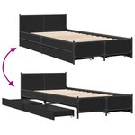 vidaXL Cadre de lit avec tiroirs sans matelas noir 90x190 cm