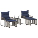 vidaXL Ensemble de meubles d'extérieur 11 Pièces Gris et bleu marine