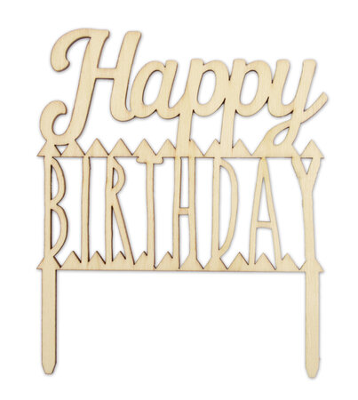Cake Topper Bois "Happy Birthday"