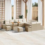 vidaXL Ensemble de canapé de jardin 13 Pièces Beige Poly rotin
