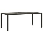 vidaXL Table de jardin dessus en verre Noir 190x90x75cm Résine tressée