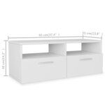vidaXL Meuble TV Bois d’ingénierie 95x35x36 cm Blanc