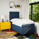 vidaXL Sommier à lattes de lit avec matelas Bleu 100x200 cm Tissu