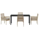 vidaXL Ensemble de salle à manger pour jardin 5 Pièces Beige Poly rotin