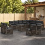 vidaXL Ensemble de canapé de jardin 13 pc Gris polyrotin