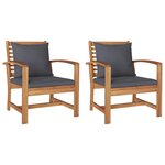 vidaXL Chaises de jardin 2 Pièces Naturel 60 x 65 x 76.5 cm