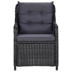 vidaXL Chaises de jardin avec table à thé lot de 2 Résine tressée Noir