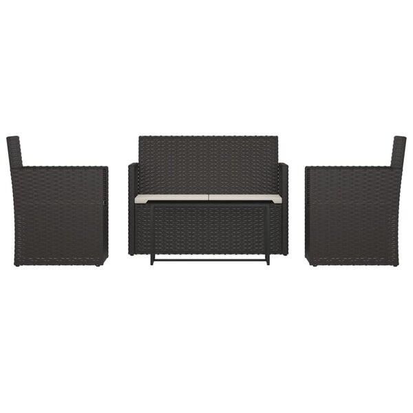 vidaXL Mobilier d'extérieur 4 Pièces avec coussins Résine tressée Noir