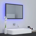vidaXL Miroir LED de salle de bain Gris brillant 60x8 5x37cm Acrylique