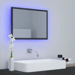 Vidaxl miroir led de salle de bain gris brillant 60x8 5x37cm acrylique