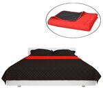 vidaXL Couvre-lit matelassé double-face Rouge et noir 220x240 cm