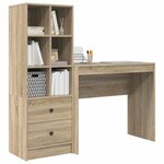 vidaXL Bureau avec tiroir 2 Pièces Chêne Sonoma