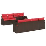 vidaXL Ensemble de Canapés avec coussin 9 Pièces Marron polyrotin
