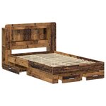 vidaXL Cadre de lit avec rangement Bois ancien 120 x 190 cm