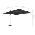 vidaXL Parasol de jardin en porte-à-faux avec mât en aluminium noir