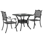 vidaXL Ensemble de tables de jardin 3 Pièces Noir Aluminium coulé