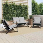 vidaXL Ensemble de meubles de balcon avec coussins 3 Pièces noir acier