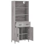 vidaXL Buffet haut Sonoma gris 69 5x34x180 cm Bois d'ingénierie