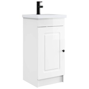 vidaXL Meuble de salle de bain avec évier Blanc brillant