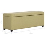 Banquette pouf tabouret meuble banc avec compartiment de rangement 116 cm vert polyester 3002082