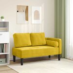 vidaXL Chaise longue avec coussins jaune velours