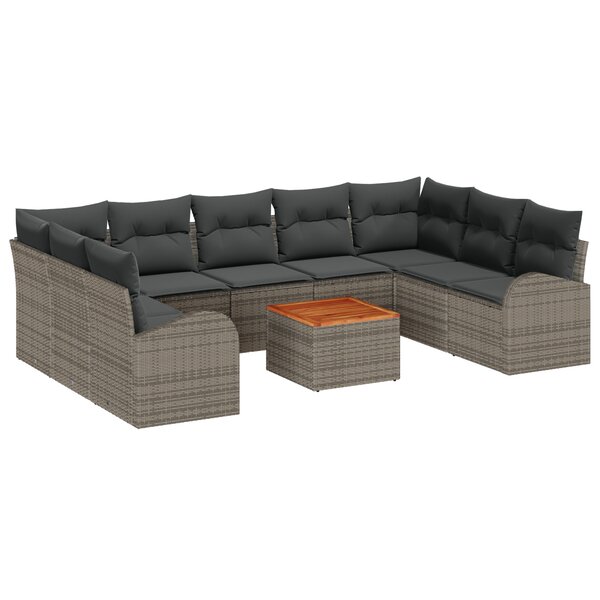 vidaXL Ensemble de Canapés de Jardin Gris 10 Pièces Gris Grand