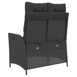vidaXL Banc inclinable de jardin avec coussins noir résine tressée