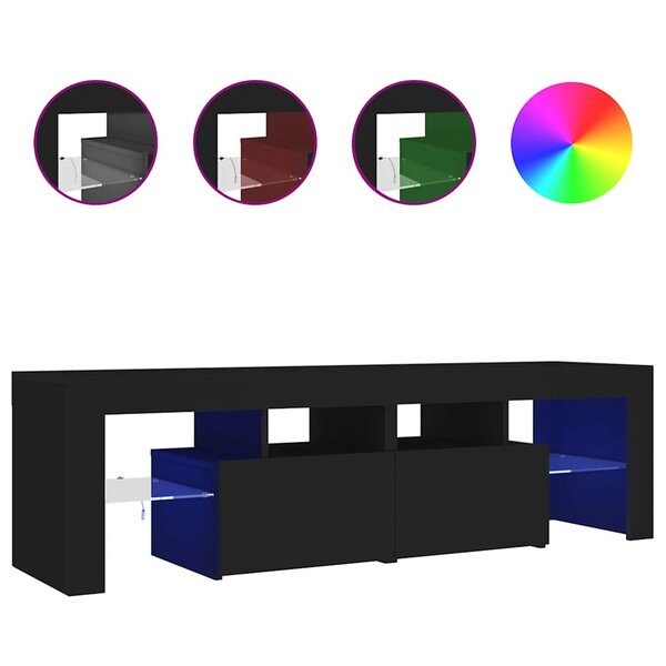 vidaXL Meuble TV avec lumières LED Noir 140x36 5x40 cm