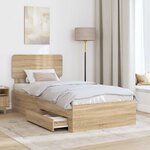 vidaXL Cadre de lit Chêne Sonoma 90 x 200 cm Bois d'ingénierie