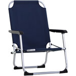 Chaise de camping pliante fauteuil de jardin pliable alu. oxford haute densité bleu marine