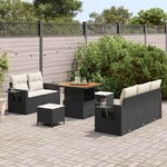 vidaXL Ensemble de canapé de jardin 8 Pièces Noir et Crème polyrotin