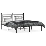 vidaXL Cadre de lit métal sans matelas et tête de lit noir 160x200 cm