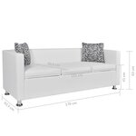 vidaXL Canapé à 3 places cuir artificiel blanc