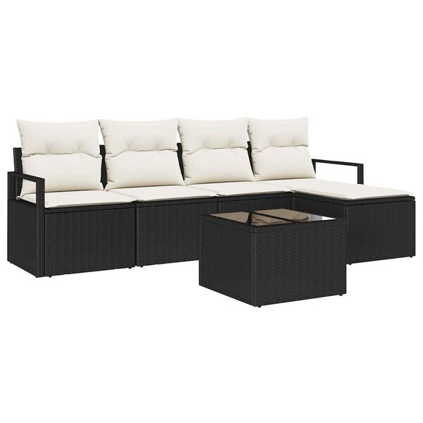 vidaXL Ensemble de canapé de jardin avec coussin 6 Pièces Marron  Crème
