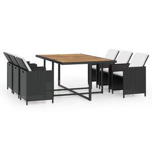 vidaXL Ensemble à manger d’extérieur 11 Pièces coussins résine tressée
