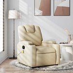vidaXL Fauteuil inclinable de massage en tissu crème