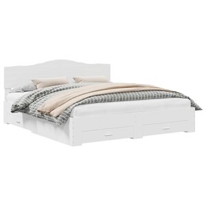 vidaXL Cadre de lit avec tiroir Blanc 180 x 200 cm Bois d'ingénierie