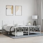vidaXL Cadre de lit métal sans matelas et pied de lit blanc 180x200 cm