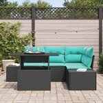 vidaXL Ensemble de canapé de jardin 6 Pièces Noir et Bleu polyrotin