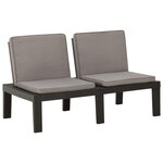 vidaXL Bancs de salon de jardin avec coussins 2 Pièces Plastique Gris