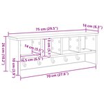 vidaXL Porte-manteau mural avec étagère Montage mural avec stockage Chêne noir 75 x 16 x 26 cm