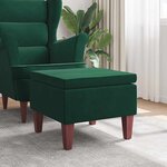 vidaXL Tabouret avec pieds en bois Vert foncé Velours